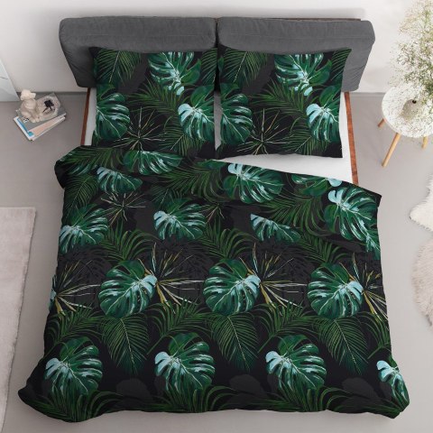 Pościel satynowa 180x200 czarna zielona liście 4680 A Home Satin 40 Pościel satynowa 180x200 czarna zielona liście 4680 A Home Satin 40