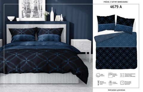 Pościel satynowa 180x200 granatowa 4679 A Home Satin 40 Pościel satynowa 180x200 granatowa 4679 A Home Satin 40