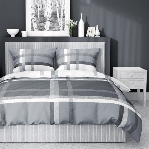 Pościel satynowa 180x200 szara biała 4674 A Home Satin 40 Pościel satynowa 180x200 szara biała 4674 A Home Satin 40