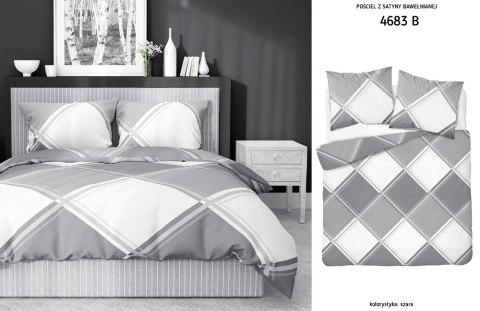 Pościel satynowa 180x200 szara biała 4683 B Home Satin 40 Pościel satynowa 180x200 szara biała 4683 B Home Satin 40