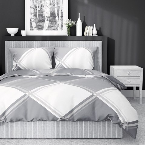 Pościel satynowa 180x200 szara biała 4683 B Home Satin 40 Pościel satynowa 180x200 szara biała 4683 B Home Satin 40