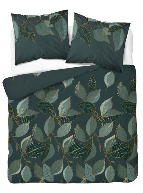 Pościel satynowa 180x200 zielona ciemna złota liście 4673 B Home Satin 40 Pościel satynowa 180x200 zielona ciemna złota liście 4673 B Home Satin 40