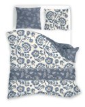Pościel satynowa 220x200 Pure Sateen 008 kremowa niebieska kwiaty Faro Pościel satynowa 220x200 Pure Sateen 008 kremowa niebieska kwiaty Faro