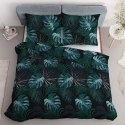 Pościel satynowa 220x200 czarna turkusowa liście 4680 B Home Satin 40 Pościel satynowa 220x200 czarna turkusowa liście 4680 B Home Satin 40