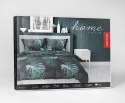 Pościel satynowa 220x200 czarna turkusowa liście 4680 B Home Satin 40 Pościel satynowa 220x200 czarna turkusowa liście 4680 B Home Satin 40