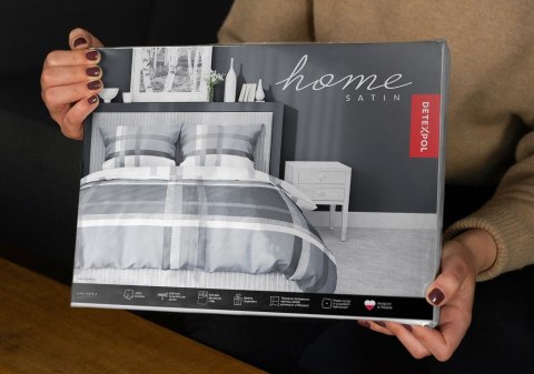 Pościel satynowa 220x200 szara biała 4674 A Home Satin 40 Pościel satynowa 220x200 szara biała 4674 A Home Satin 40