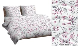 Poszewka bawełniana 50x60 biała różowa szara kwiatki 4306 B bawełna Max