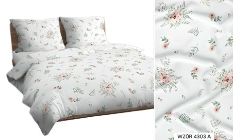 Poszewka bawełniana 50x60 biała zielona morelowa liście kwiatki 4303 A bawełna Max Poszewka bawełniana 50x60 biała zielona morelowa liście kwiatki 4303 A bawełna Max