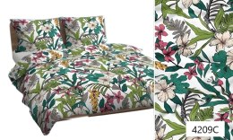 Poszewka bawełniana 70x80 biała zielona kolorowa kwiaty 4209 C bawełna Max