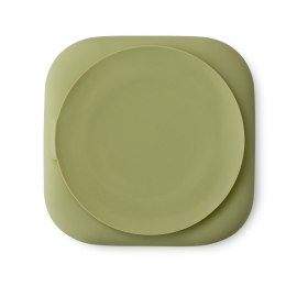 Talerz z przyssawką 18x18 zielony silikonowy do nauki jedzenia