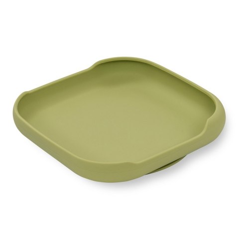 Talerz z przyssawką 18x18 zielony silikonowy do nauki jedzenia Talerz z przyssawką 18x18 zielony silikonowy do nauki jedzenia