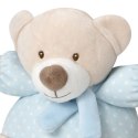 Grzechotka pluszowa zabawka Miś beżowy niebieski 20 cm Grzechotka pluszowa zabawka Miś beżowy niebieski 20 cm