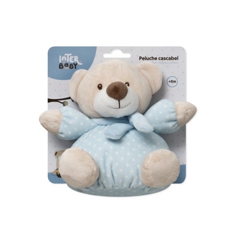 Grzechotka pluszowa zabawka Miś beżowy niebieski 20 cm Grzechotka pluszowa zabawka Miś beżowy niebieski 20 cm
