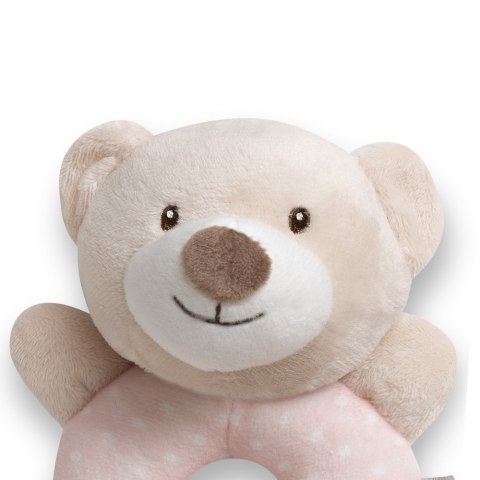 Grzechotka pluszowa zabawka Miś beżowy różowy 17cm Grzechotka pluszowa zabawka Miś beżowy różowy 17cm