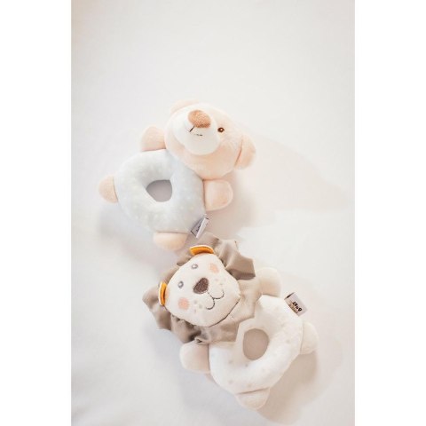 Grzechotka pluszowa zabawka Miś beżowy szary 17 cm Grzechotka pluszowa zabawka Miś beżowy szary 17 cm