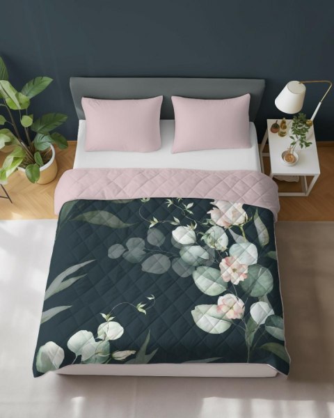 Narzuta dekoracyjna 220x240 pudrowa różowa czarna kwiaty K 108 Holland 14 Narzuta dekoracyjna 220x240 pudrowa różowa czarna kwiaty K 108 Holland 14