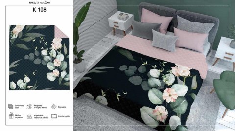 Narzuta dekoracyjna 220x240 pudrowa różowa czarna kwiaty K 108 Holland 14 Narzuta dekoracyjna 220x240 pudrowa różowa czarna kwiaty K 108 Holland 14