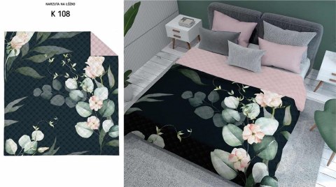 Narzuta dekoracyjna 220x240 pudrowa różowa czarna kwiaty K 108 Holland 14 Narzuta dekoracyjna 220x240 pudrowa różowa czarna kwiaty K 108 Holland 14