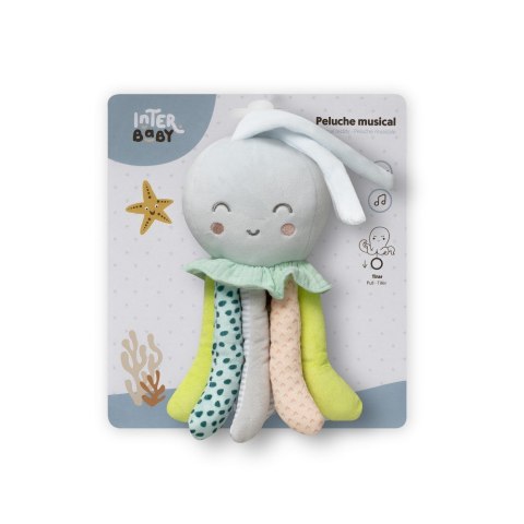 Pluszowa zabawka muzyczna z delikatną kołysanką Ośmiornica kolorowa Pulpo 24 cm Pluszowa zabawka muzyczna z delikatną kołysanką Ośmiornica kolorowa Pulpo 24 cm