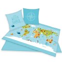 Pościel bawełniana 135x200 Mapa świata błękitna poszewka 80x80 H23 Pościel bawełniana 135x200 Mapa świata błękitna poszewka 80x80 H23