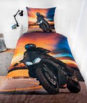 Pościel bawełniana 140x200 Moto pomarańczowa niebieska poszewka 70x90 H23 Pościel bawełniana 140x200 Moto pomarańczowa niebieska poszewka 70x90 H23