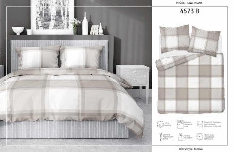 Pościel bawełniana 180x200 jasno brązowa krata 4573 B Bawełna 16 Pościel bawełniana 180x200 jasno brązowa krata 4573 B Bawełna 16