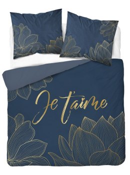 Pościel bawełniana 220x200 Je t`aime granatowo złota 4720 A Holland 35