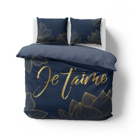 Pościel bawełniana 220x200 Je t`aime granatowo złota 4720 A Holland 35 Pościel bawełniana 220x200 Je t`aime granatowo złota 4720 A Holland 35