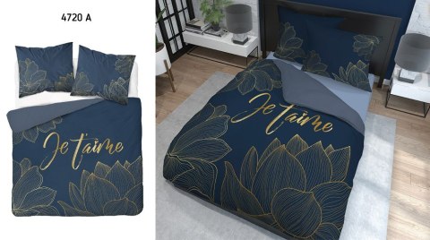 Pościel bawełniana 220x200 Je t`aime granatowo złota 4720 A Holland 35 Pościel bawełniana 220x200 Je t`aime granatowo złota 4720 A Holland 35