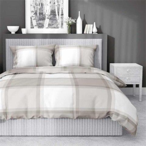 Pościel bawełniana 220x200 jasno brązowa krata 4573 B Bawełna 16 Pościel bawełniana 220x200 jasno brązowa krata 4573 B Bawełna 16
