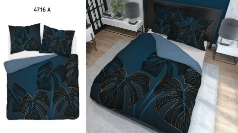 Pościel bawełniana 220x200 niebiesko granatowa liście 4716 A Holland 35 Pościel bawełniana 220x200 niebiesko granatowa liście 4716 A Holland 35