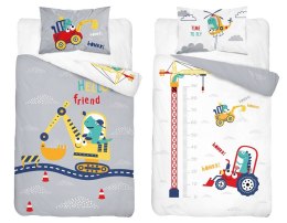Pościel bawełniana 90x120 Maszyny budowlane biała szara dwustronna 4489 B Mayamoo 26
