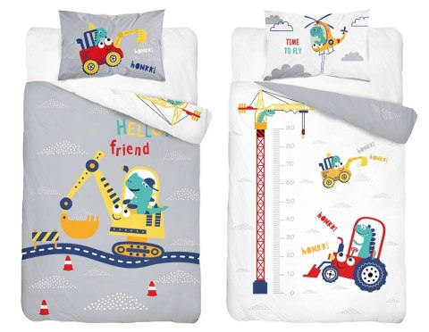 Pościel bawełniana 90x120 Maszyny budowlane biała szara dwustronna 4489 B Mayamoo 26 Pościel bawełniana 90x120 Maszyny budowlane biała szara dwustronna 4489 B Mayamoo 26