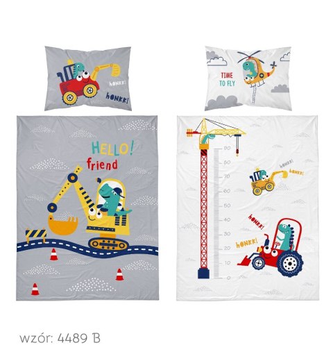 Pościel bawełniana 90x120 Maszyny budowlane biała szara dwustronna 4489 B Mayamoo 26 Pościel bawełniana 90x120 Maszyny budowlane biała szara dwustronna 4489 B Mayamoo 26