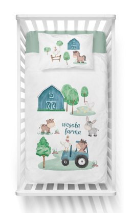 Pościel bawełniana 90x120 Wesoła farma mam już tyle lat miesięcy i dni biała niebieska dwustronna 4486 B Mayamoo 26