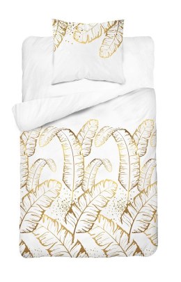 Pościel satynowa 140x200 biała żółta 4681 B z jedną poszewką Home Satin 40