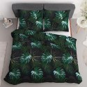 Pościel satynowa 140x200 czarna zielona liście 4680 A z jedną poszewką Home Satin 40 Pościel satynowa 140x200 czarna zielona liście 4680 A z jedną poszewką Home Satin 40