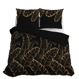 Pościel satynowa 140x200 czarna żółta 4681 A z jedną poszewką Home Satin 40
