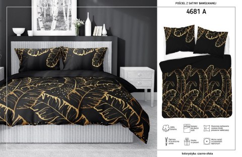 Pościel satynowa 140x200 czarna żółta 4681 A z jedną poszewką Home Satin 40 Pościel satynowa 140x200 czarna żółta 4681 A z jedną poszewką Home Satin 40
