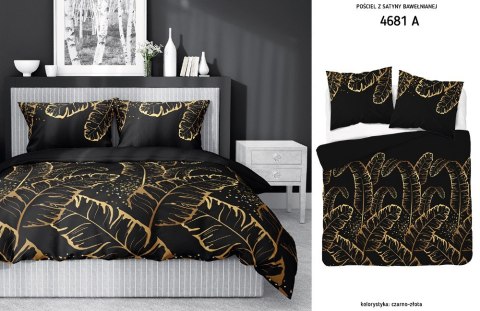 Pościel satynowa 140x200 czarna żółta 4681 A z jedną poszewką Home Satin 40 Pościel satynowa 140x200 czarna żółta 4681 A z jedną poszewką Home Satin 40