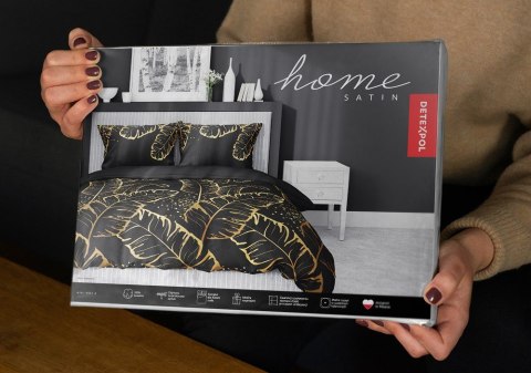 Pościel satynowa 140x200 czarna żółta 4681 A z jedną poszewką Home Satin 40 Pościel satynowa 140x200 czarna żółta 4681 A z jedną poszewką Home Satin 40