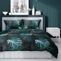 Pościel satynowa 160x200 czarna turkusowa liście 4680 B Home Satin 40 Pościel satynowa 160x200 czarna turkusowa liście 4680 B Home Satin 40