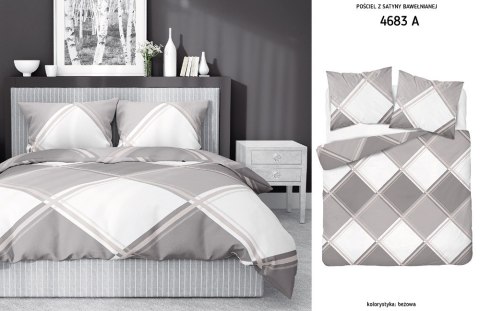 Pościel satynowa 180x200 beżowa biała 4683 A Home Satin 40 Pościel satynowa 180x200 beżowa biała 4683 A Home Satin 40