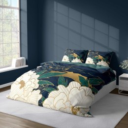 Pościel z mikrofibry 3D 160x200 Kwiaty granatowa 4178 A mikro 28