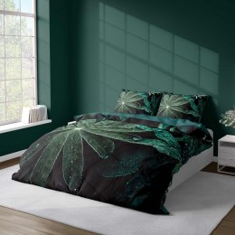 Pościel z mikrofibry 3D 160x200 Liście czarna zielona 4372 A mikro 28
