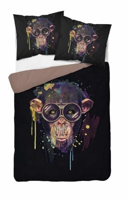 Pościel z mikrofibry 3D 160x200 Małpa czarna brązowa 4364 A mikro 28