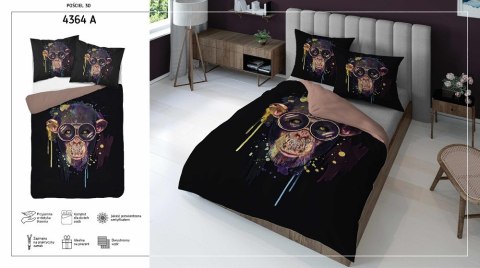 Pościel z mikrofibry 3D 160x200 Małpa czarna brązowa 4364 A mikro 28 Pościel z mikrofibry 3D 160x200 Małpa czarna brązowa 4364 A mikro 28