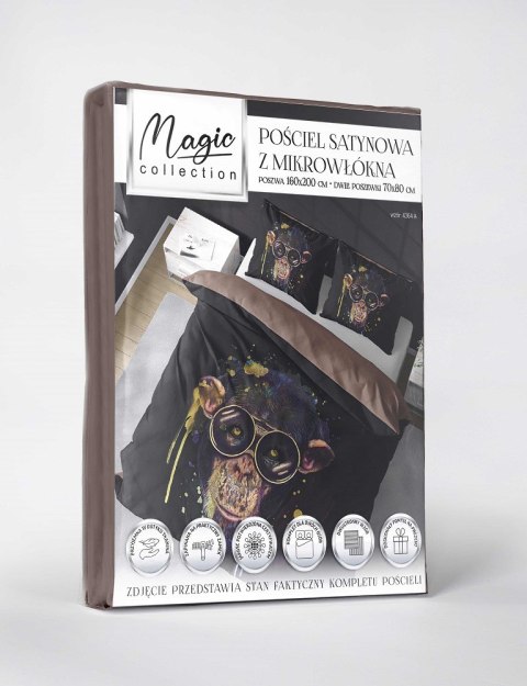 Pościel z mikrofibry 3D 160x200 Małpa czarna brązowa 4364 A mikro 28 Pościel z mikrofibry 3D 160x200 Małpa czarna brązowa 4364 A mikro 28