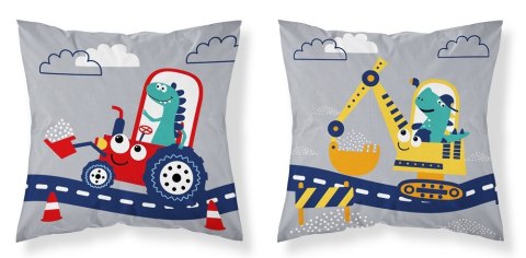 Poszewka bawełniana 40x40 Dinozaur na budowie szara dwustronna PSBA 13 B Mayamoo 26 Poszewka bawełniana 40x40 Dinozaur na budowie szara dwustronna PSBA 13 B Mayamoo 26