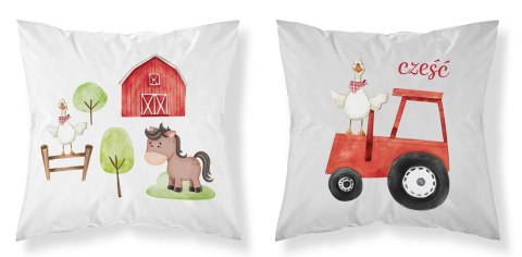 Poszewka bawełniana 40x40 Farma wieś czerwony traktor biała szara dwustronna PSBA 05 A Mayamoo 26 Poszewka bawełniana 40x40 Farma wieś czerwony traktor biała szara dwustronna PSBA 05 A Mayamoo 26